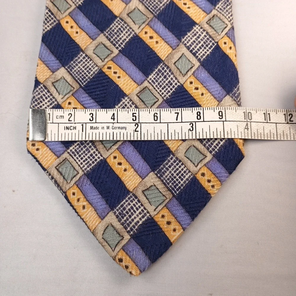VTG Robert Talbott Studio Tie Mens Gold Blue Geometric Studio 60